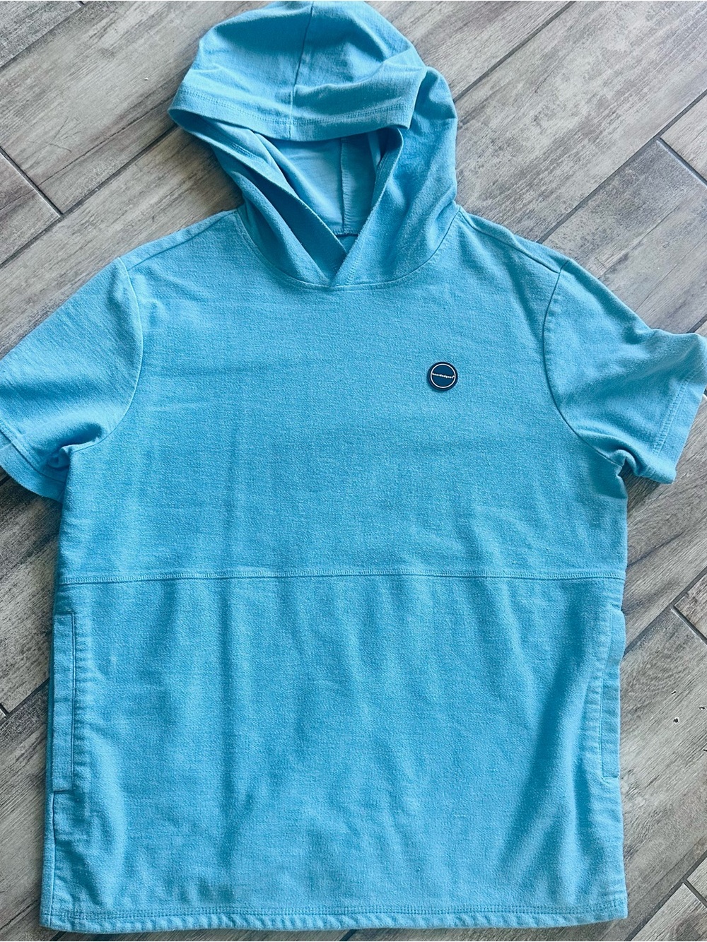 Men's Light Blue Short-Sleeve Hoodie